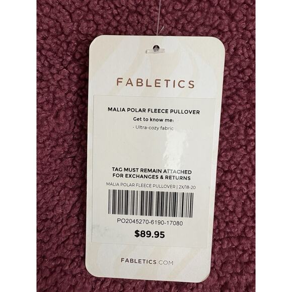 Fabletics Pullover Womens Size 2X Plus Red Crew Malia Sherpa Fleece Cropped New - Picture 13 of 13